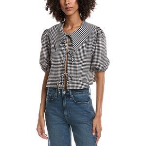 Meiven Womens Seersucker Blouse, Black